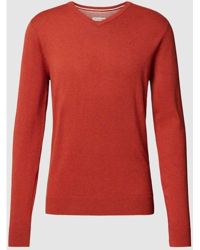 Tom Tailor Strickpullover mit Label-Stitching Modell 'BASIC' - Rot