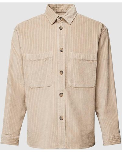 SELECTED Overshirt mit Brusttaschen Modell 'PEDER' - Natur