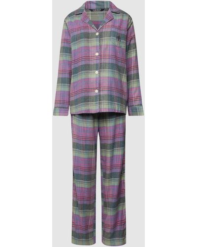 Lauren by Ralph Lauren Pyjama Met Streepmotief - Paars