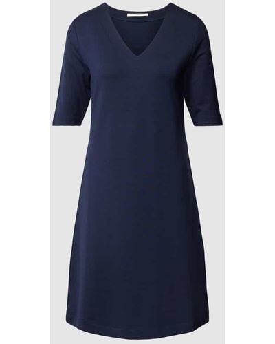 Lanius Knielanges Kleid mit V-Ausschnitt - Blau