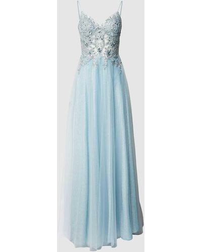 Luxuar Abendkleid mit Zierperlenbesatz - Blau