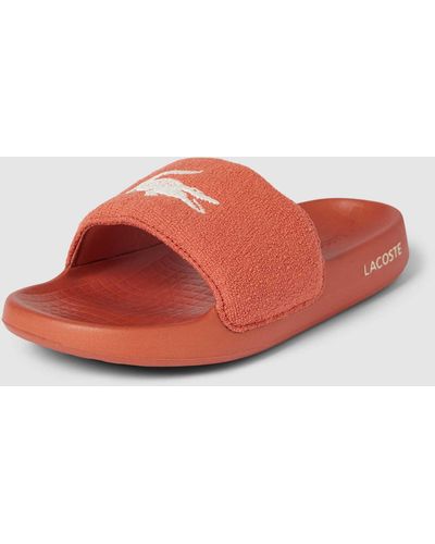 Lacoste Slippers Met Labelstitching - Rood