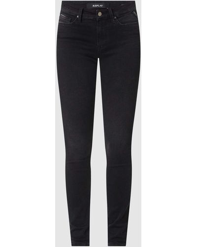 Replay Skinny Fit Jeans Met Stretch, Model 'luzien' - Zwart