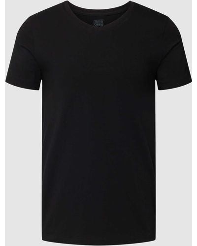 Schiesser T-shirt Met V-hals - Zwart