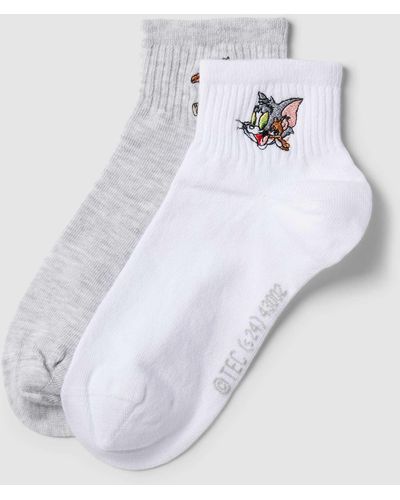 Jake*s Socken mit Motiv-Stitching im 2er-Pack - Weiß