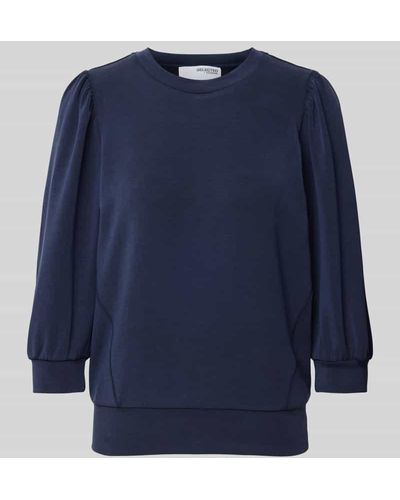 SELECTED Sweatshirt mit 3/4-Arm Modell 'TENNY' - Blau