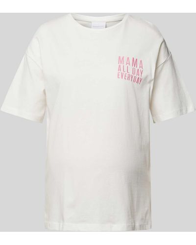 Mama.licious Umstands-T-Shirt mit Statement-Stitching Modell 'Ferida' - Weiß