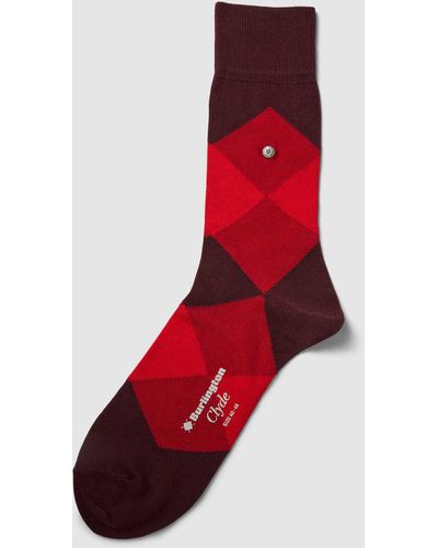 Burlington Socken mit Allover-Muster Modell 'Clyde' - Rot