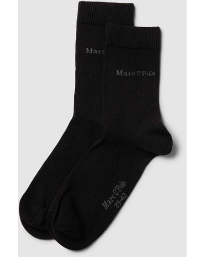Marc O' Polo Socken mit Label-Detail im 2er-Pack Modell 'MARTHA' - Schwarz