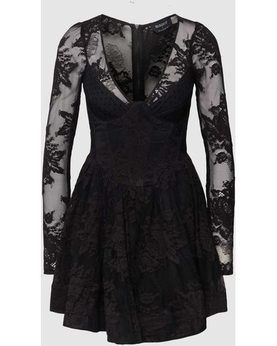 Bardot Mini-jurk Met Ajourpatroon - Zwart