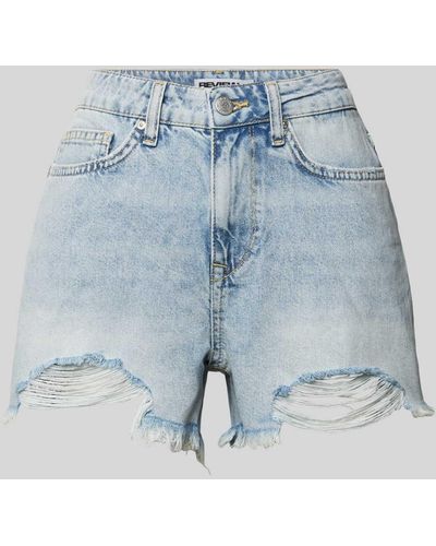 Review Regular Fit Jeansshorts im Destroyed-Look - Blau