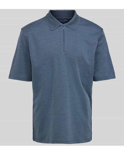 Christian Berg Men Regular Fit Poloshirt mit Logo-Stitching - Blau
