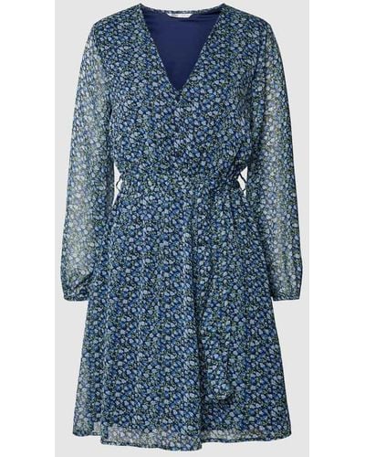 ONLY Knielanges Kleid mit floralem Muster - Blau