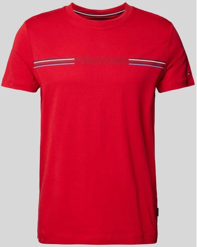 Tommy Hilfiger T-Shirt mit Label-Print - Rot