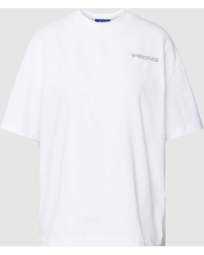 Pequs X P&c - T-shirt Met Contrasterende Labelprint - Wit