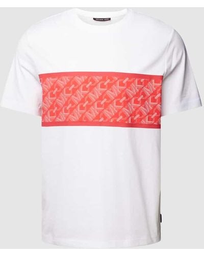 Michael Kors T-Shirt mit Label-Print Modell 'KORS MESH STRIPE' - Rot