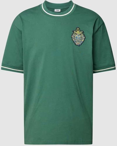 Fila T-Shirt aus reiner Baumwolle mit Logo-Patch Modell 'THOMM' - Grün