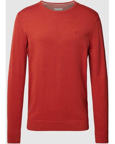 Tom Tailor Strickpullover mit Label-Stitching Modell 'BASIC' - Rot