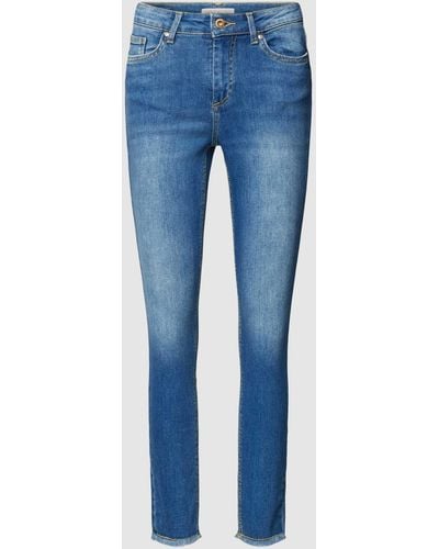 ONLY Skinny Fit Jeans mit Fransen Modell 'BLUSH' - Blau