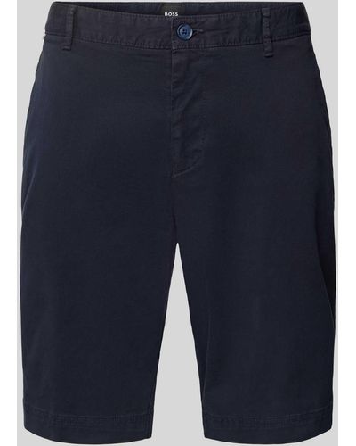 BOSS Slim Fit Korte Broek Met Riemlussen - Blauw