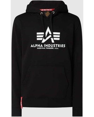 Alpha Industries Hoodie mit Label-Print - Schwarz
