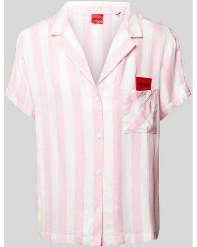 HUGO Pyjamabovendeel Met Streepmotief - Roze