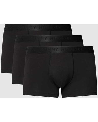 Tommy Hilfiger Trunks mit elastischem Logo-Bund im 3er-Pack - Schwarz