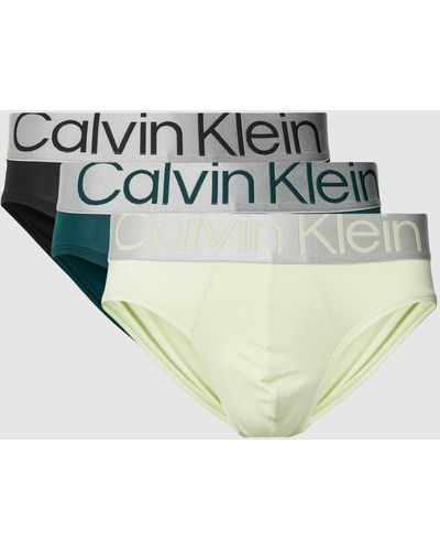 Calvin Klein Slip mit Stretch-Anteil Modell 'Steel' im 3er-Pack - Grün