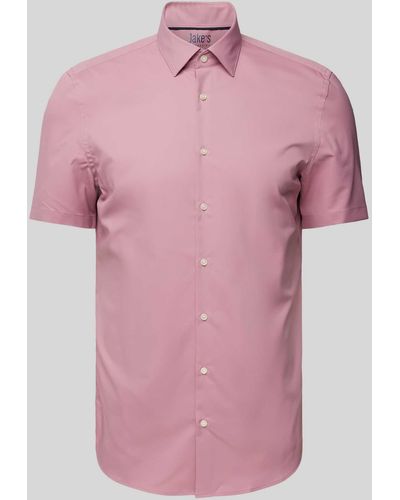 Jake*s Slim Fit Zakelijk Overhemd Met 1/2-mouwen - Roze