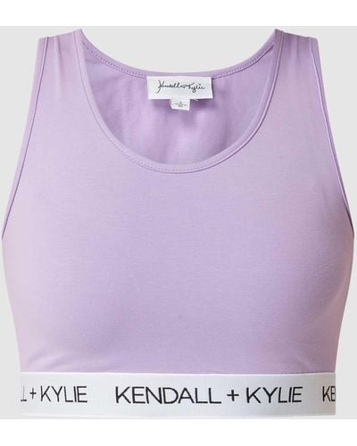 Kendall + Kylie Crop Top mit Logo-Bund - Blau