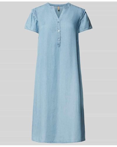 Soya Concept Knielanges Kleid mit V-Ausschnitt Modell 'Liv' - Blau