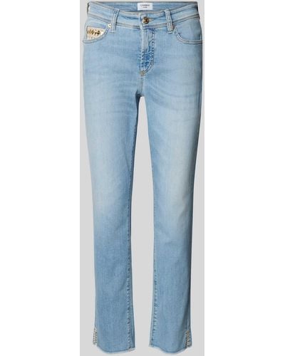 Cambio Slim Fit Jeans Met Knoopsluiting - Blauw