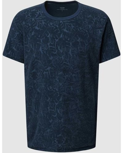 CALIDA T-Shirt mit Frottee-Muster Modell 'REMIX' - Blau