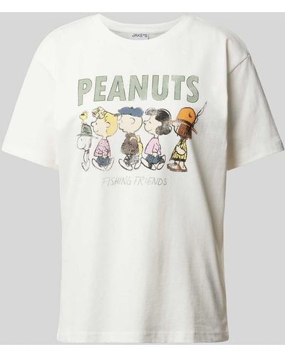 Jake*s T-shirt Met Peanuts®-print - Wit