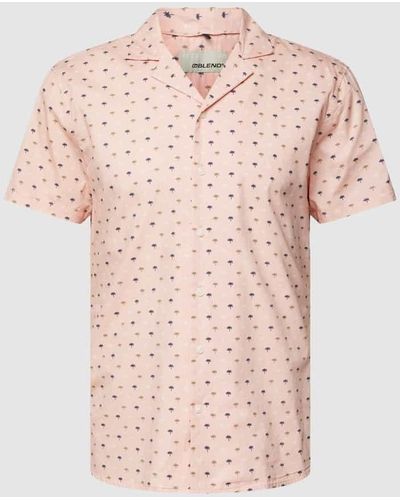 Blend Freizeithemd mit Allover-Motiv-Print Modell 'MINI PALM' - Pink