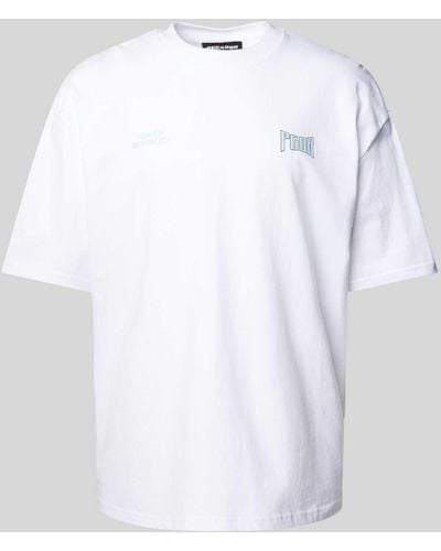 PEGADOR Oversized T-Shirt mit Label-Print Modell 'ALLEN' - Weiß