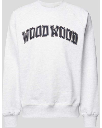 WOOD WOOD Sweatshirt mit Label-Stitching - Weiß