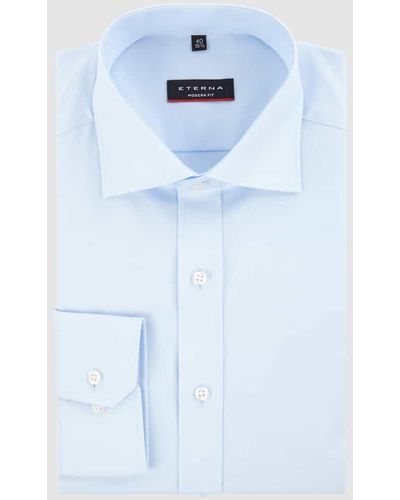 Eterna Regular Fit Business-Hemd aus Baumwolle - Blau