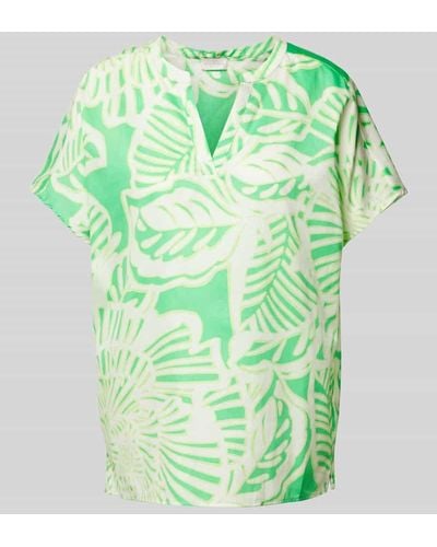 Milano Italy Blusenshirt mit Allover-Muster - Grün