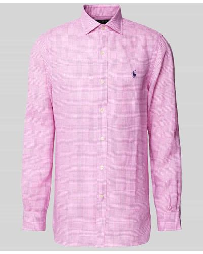 Polo Ralph Lauren Slim Fit Leinenhemd mit Glencheck-Muster - Pink