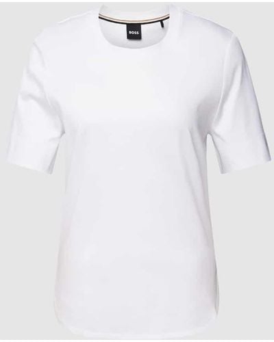 BOSS T-Shirt mit Rundhalsausschnitt Modell 'EHALITA' - Weiß