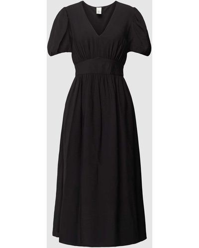 Y.A.S Midi-jurk Met V-hals - Zwart