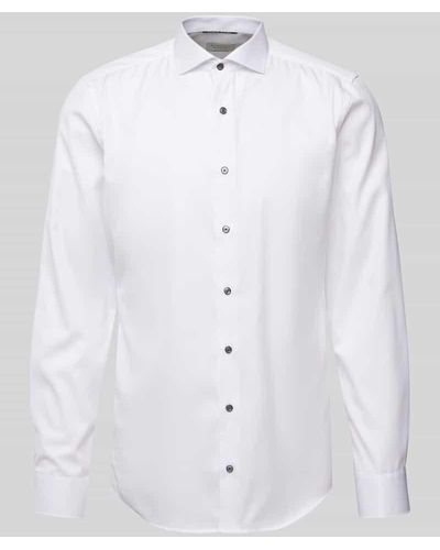 Eterna Slim Fit Business-Hemd in unifarbenem Design - Weiß