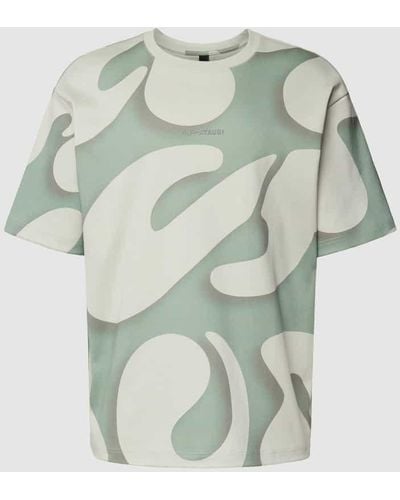 ALPHATAURI T-Shirt mit Allover-Muster Modell 'JANPO' - Grün