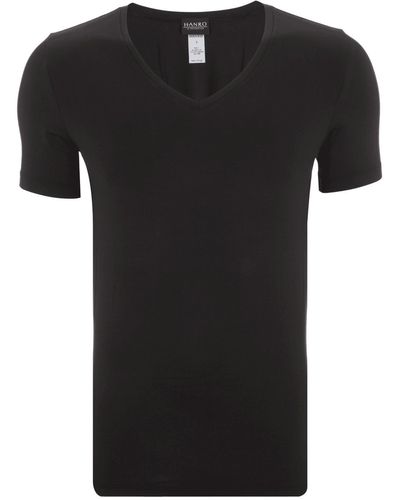 Hanro T-shirt Met V-hals - Zwart