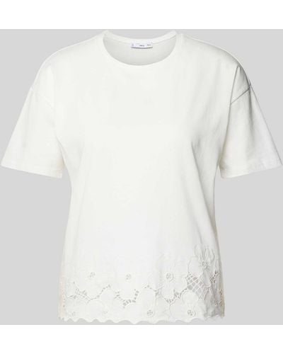 Mango T-Shirt mit Lochstickerei Modell 'DAHLIA' - Weiß