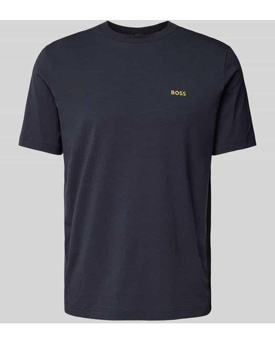 BOSS T-Shirt mit Label-Print - Blau