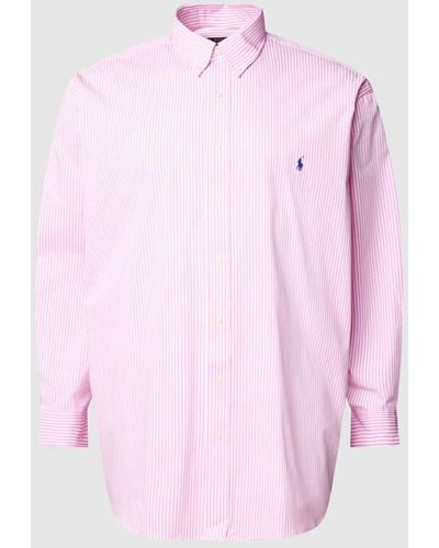 Ralph Lauren PLUS SIZE Freizeithemd mit Streifenmuster - Pink