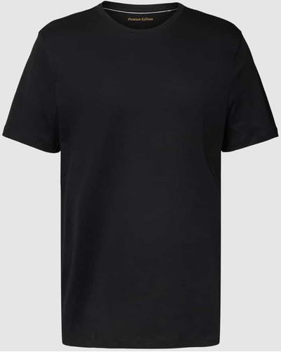 Christian Berg Men T-Shirt mit geripptem Rundhalsausschnitt - Schwarz
