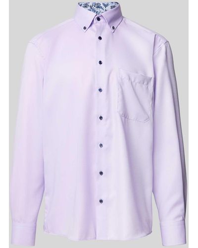 Eterna Comfort Fit Zakelijk Overhemd Met Button-downkraag - Paars